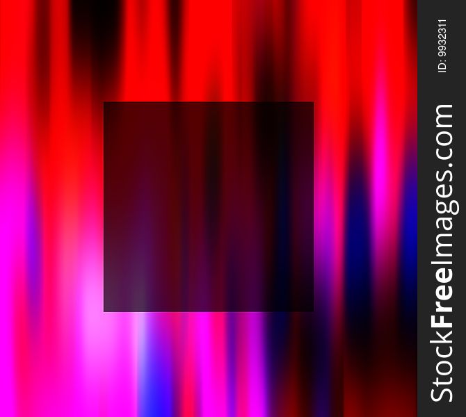 Transparent black square and blurred colors in red, purple, and black. Transparent black square and blurred colors in red, purple, and black