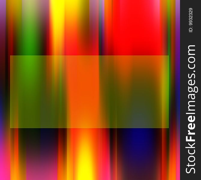 Transparent rectangle on blurred colors of red, blue, yellow, green