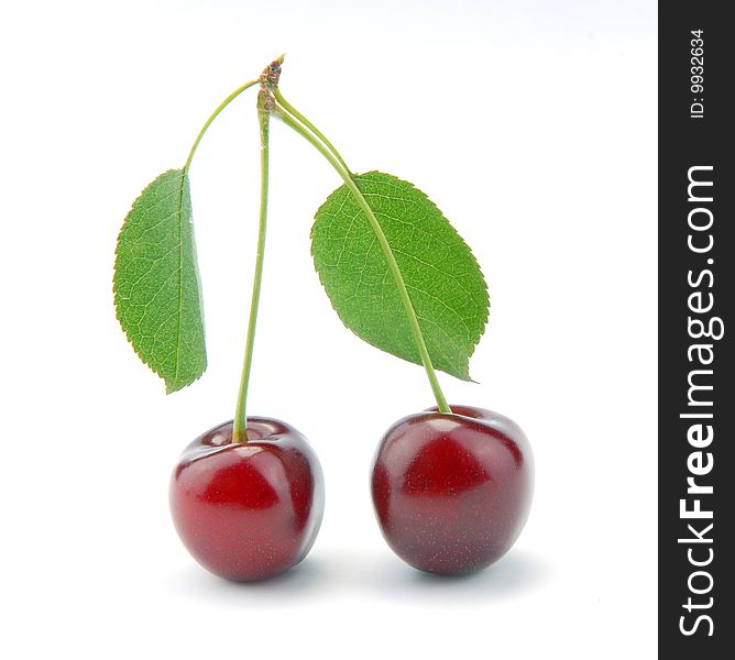 Sweet cherries on a white background
