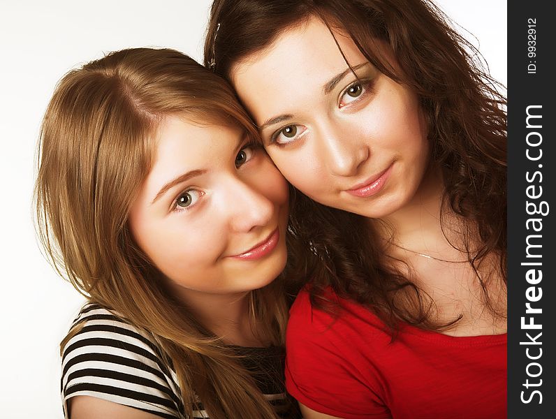 Two Teenage Girls Together Smiling