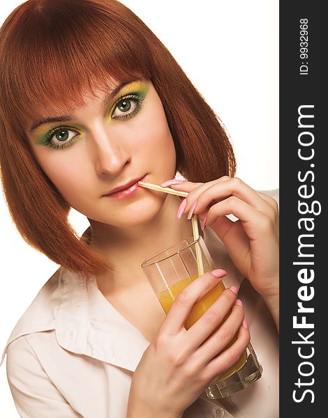 Young woman with orange juice