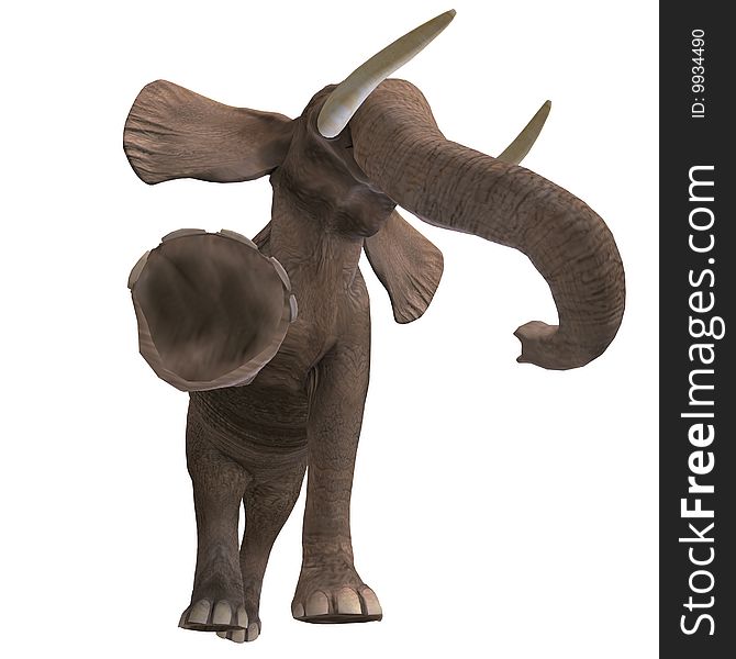 Giant elephant. 3D render with clipping path and shadow over white. Giant elephant. 3D render with clipping path and shadow over white