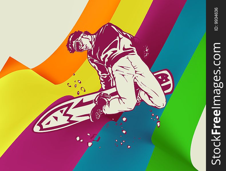 Simpleand colored  illustration background for Young man skating . Simpleand colored  illustration background for Young man skating .