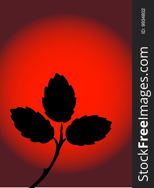 Eps silhouette of leaf with red background