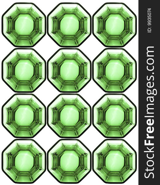 Background from octagonal glass cells on white background is isolated