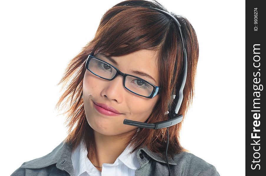 Very seductive young business asian woman answering the phone. Very seductive young business asian woman answering the phone