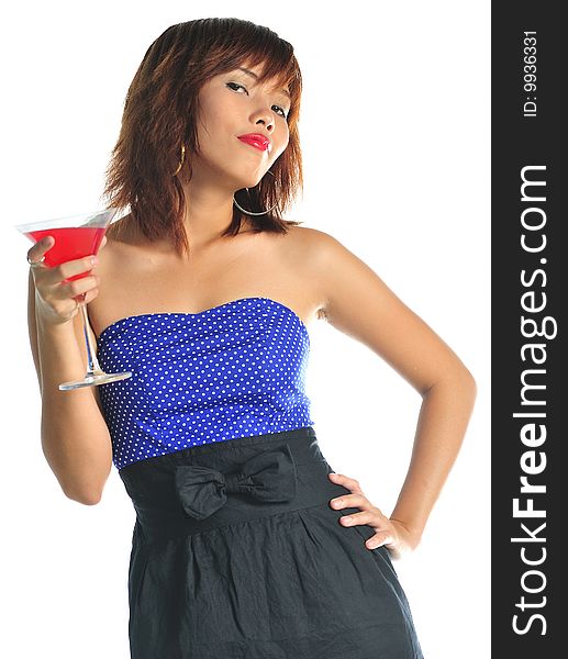 Young Asian Woman Holding A Glass Of Cocktail