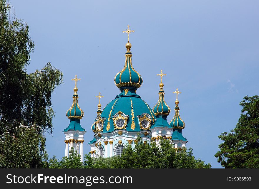 St. Andrew's Church among trees (Kiev)