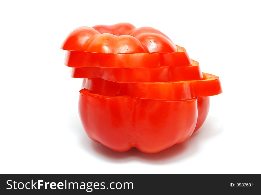 Isolated Cutted Red Pepper on White Background