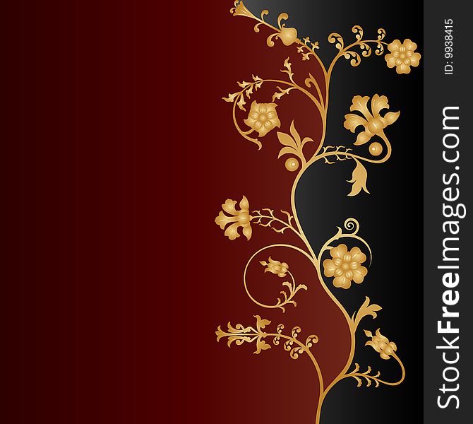 Abstract vector floral background gold color. Abstract vector floral background gold color.