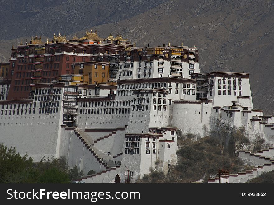 The Potala-Palace in Lhasa in Tibet in China. The Potala-Palace in Lhasa in Tibet in China