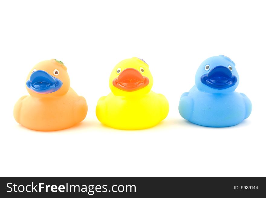 Bath ducks isolated on white background