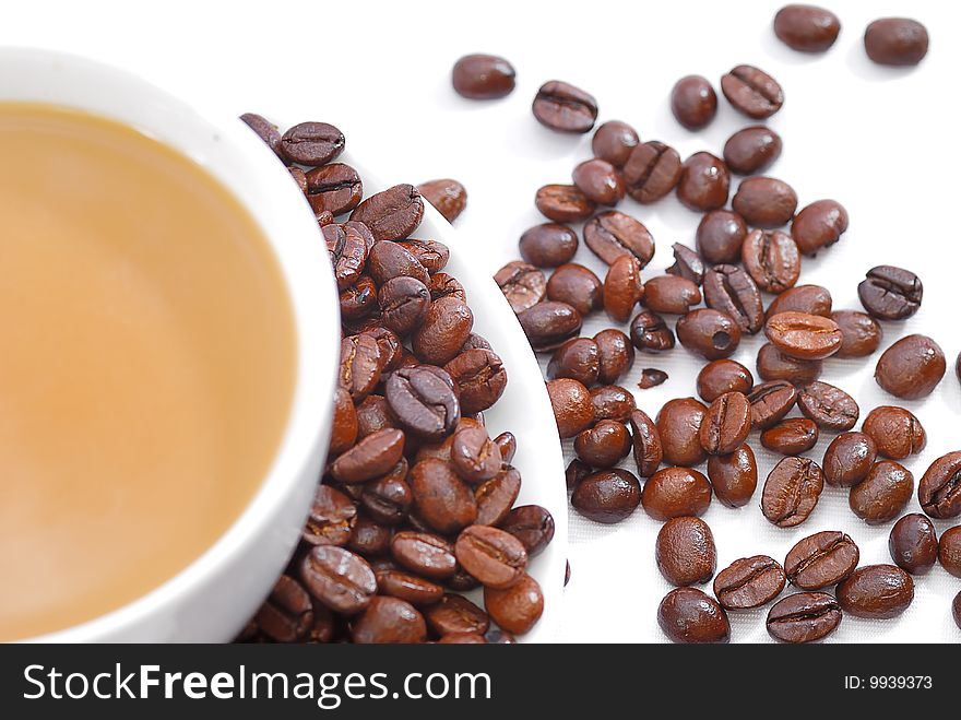 Mocha Coffee and Bean with white background. Mocha Coffee and Bean with white background