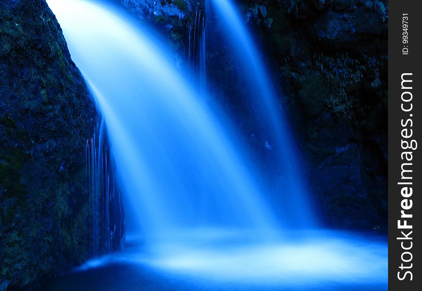 Water, Blue, Nature, Waterfall