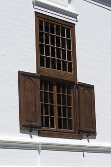 Wooden Shutters On A White Wall Royalty Free Stock Photo Wooden Shutters On A White Wall Royalty Free Stock Photo