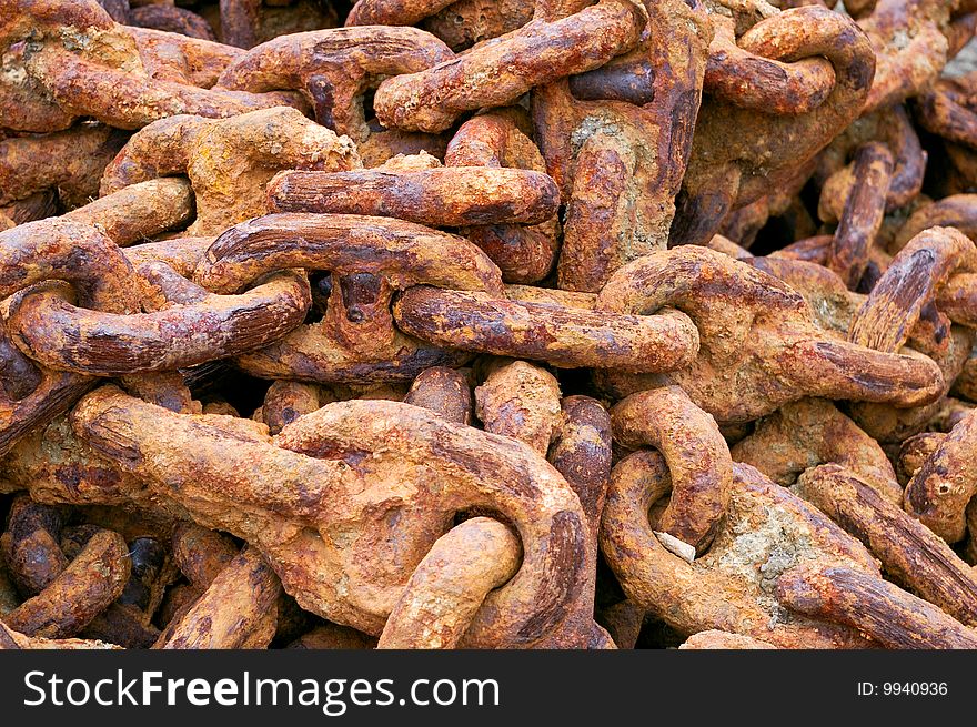 Rusty anchor chain background close up. Rusty anchor chain background close up