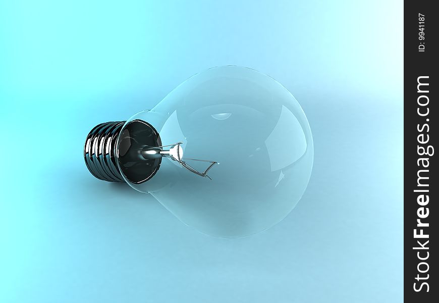 3d render of lightbulb on blue background. 3d render of lightbulb on blue background.