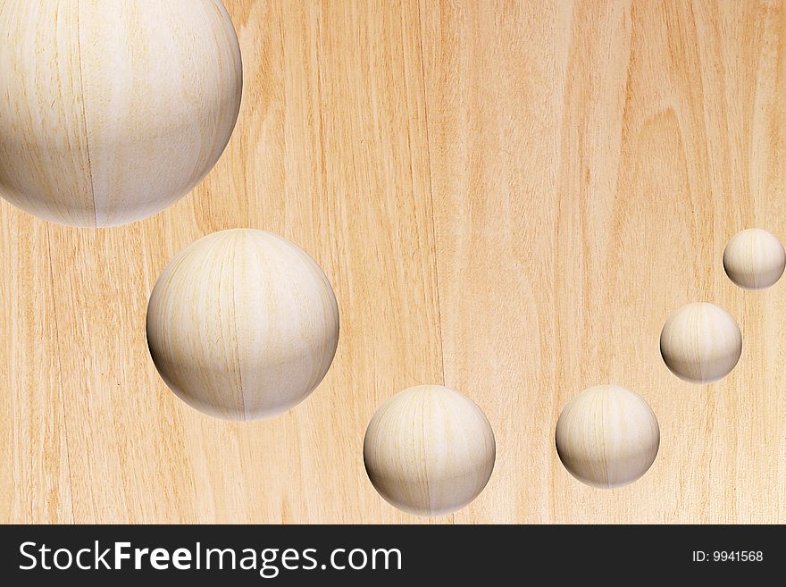 Wooden balls over wood background. Abstract illustration. Wooden balls over wood background. Abstract illustration