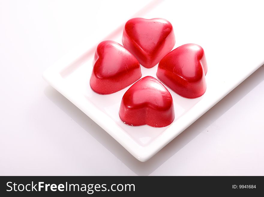 Red heart shaped chocolates