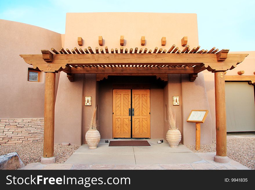 Old wood house entrance with brown walls. Old wood house entrance with brown walls