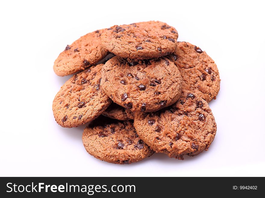 Chocolate Chip Cookies on white background