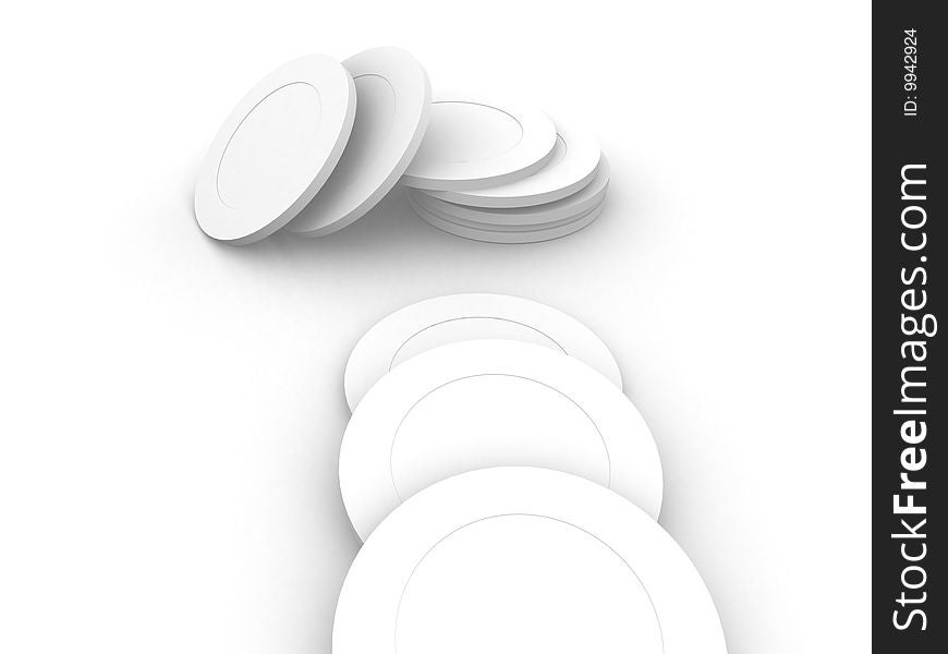 Some coins in a white background