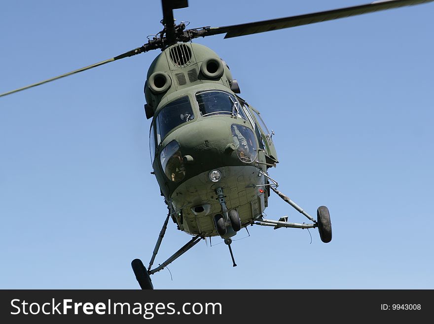 Russian military helicopter during the demonstrations. Russian military helicopter during the demonstrations.