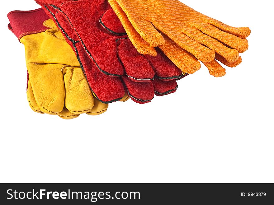 Construction protective gloves isolated against white background