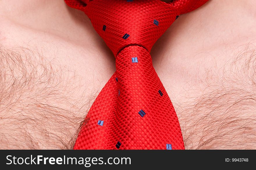 Red Tie On Male Bosom