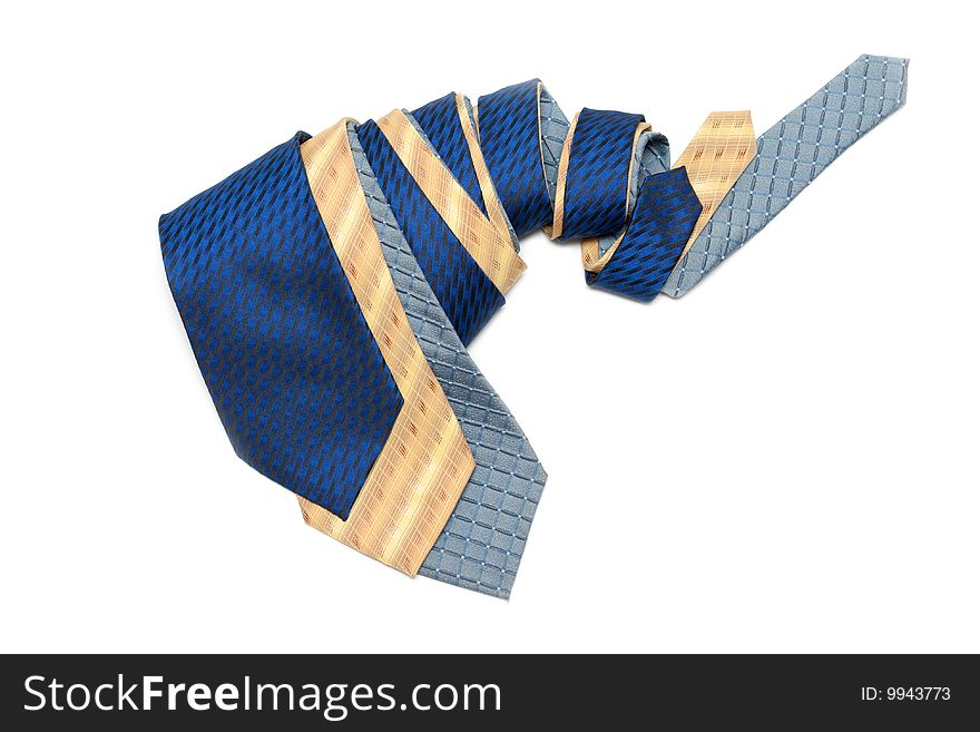 Male ties convolute and are insulated on white background