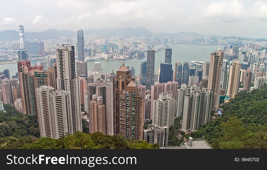 The city of Hong Kong from an aerial view. The city of Hong Kong from an aerial view.