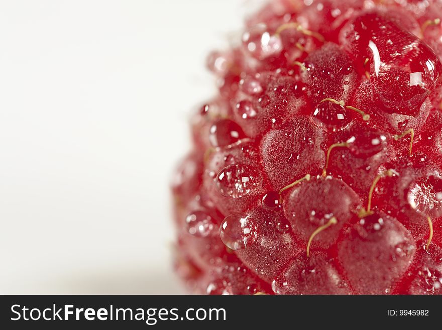 A closeup of a raspberry