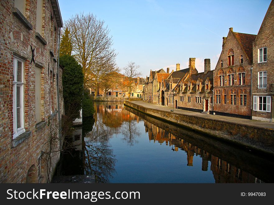 View on Bruges channel, Belgium