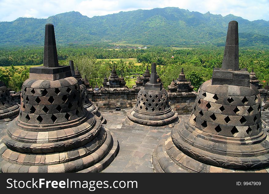 View of Borobudur temple in Jawa in Indonesia