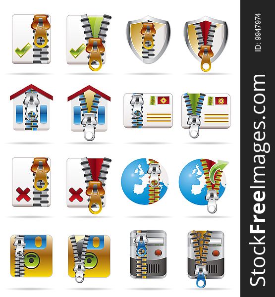 Internet, Business and Office Creative Icon with Zipper. Internet, Business and Office Creative Icon with Zipper