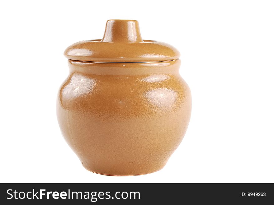 Brown pot for cooking with a cover