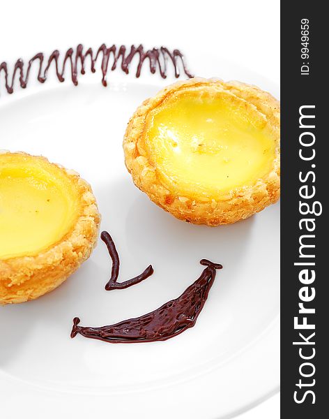Smiling Face with Chocolate and Tart decoration. Smiling Face with Chocolate and Tart decoration