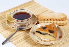 Tea With Lemon And Pastry. Royalty Free Stock Images