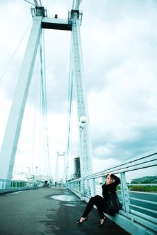Lonely Girl On The Bridge Royalty Free Stock Photography Lonely Girl On The Bridge Royalty Free Stock Photography