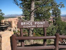 Bryce Canyon: Bryce Point Elevation Sign, Utah, US Royalty Free Stock Images