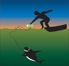 Shark Tries To Eat Men Stock Photos