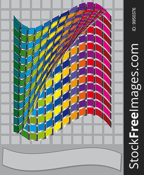 Grid compact of coloured spectra on grey background