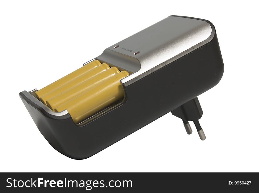 Battery charger is isolated on white with clipping path