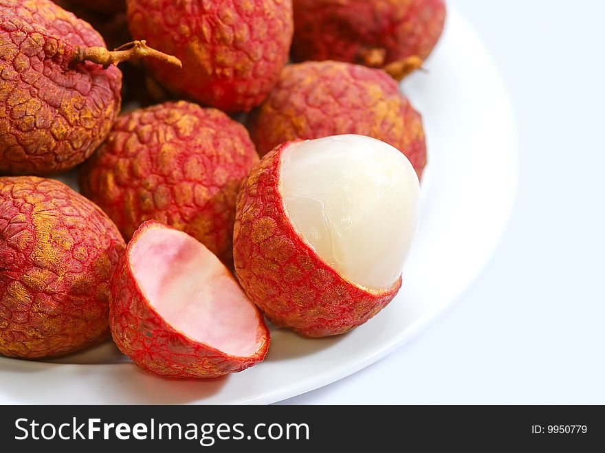 Fresh Organic Lychee with White Background. Fresh Organic Lychee with White Background