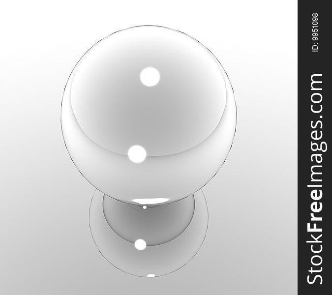 Specular sphere on the mirror surface isolated.