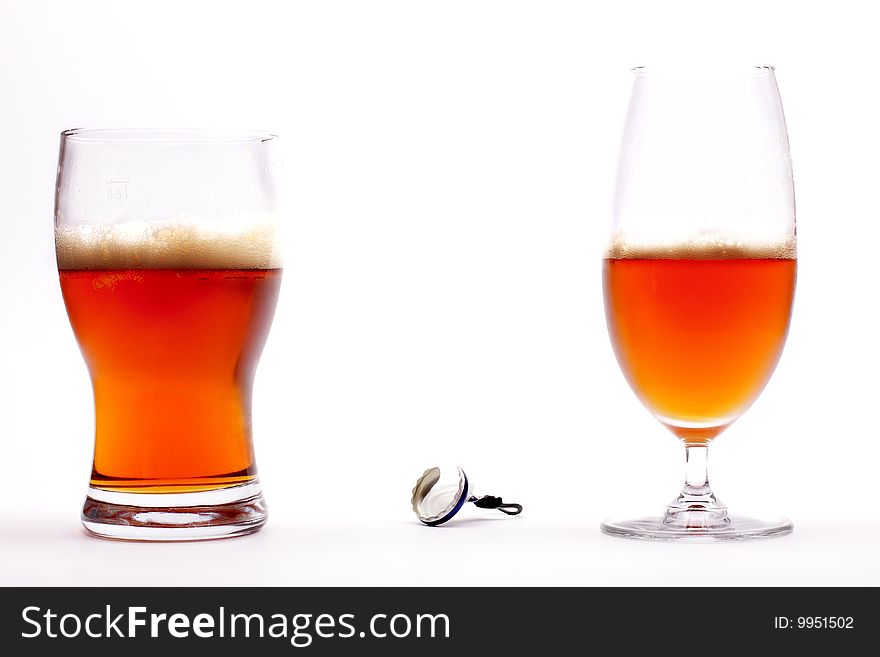 Glasses with beer close up