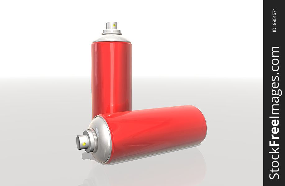 3d illustration of spray cans. 3d illustration of spray cans.