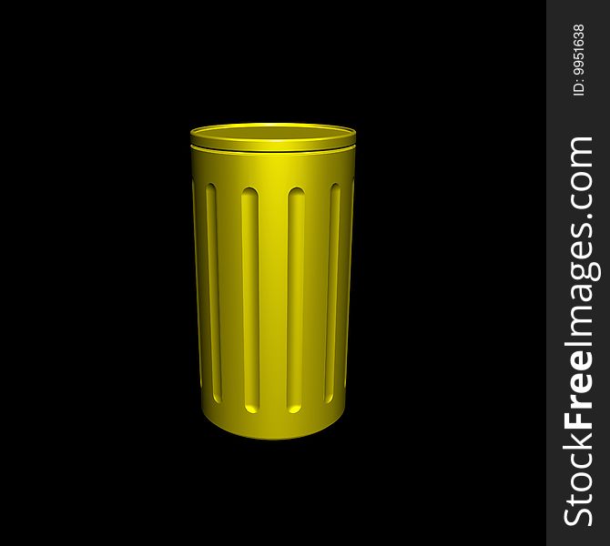 A garbage can on white background.