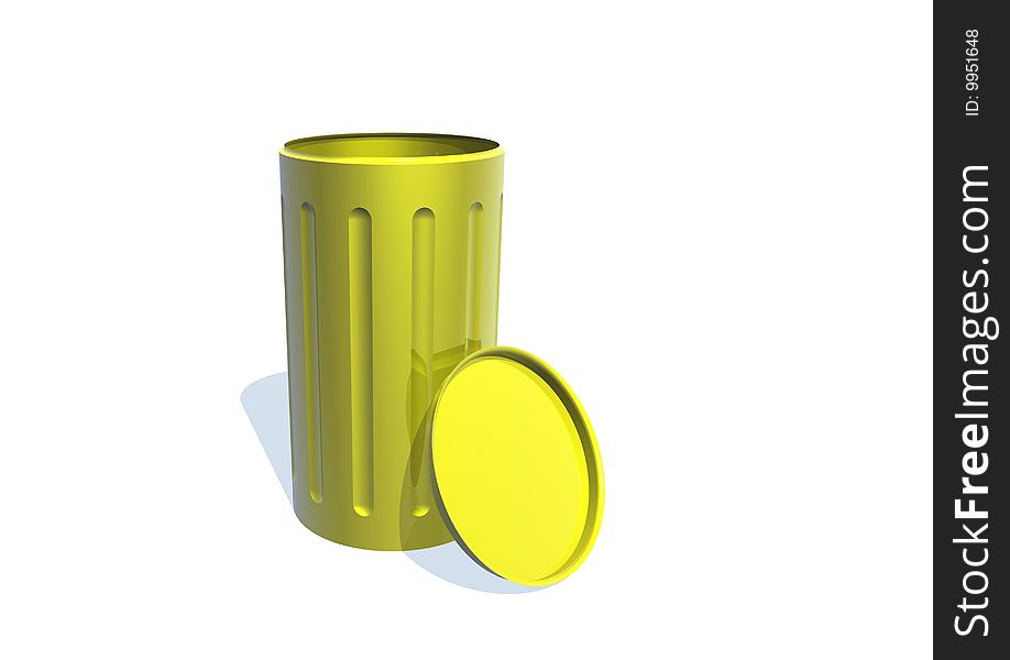 A garbage can on white background.