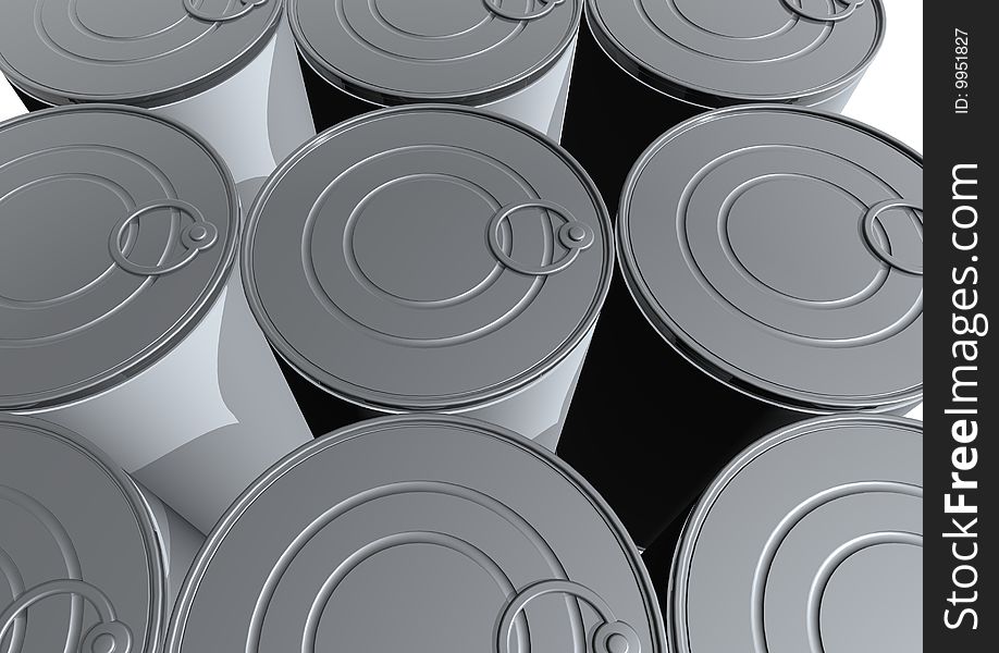 3d image of a stack of tin cans